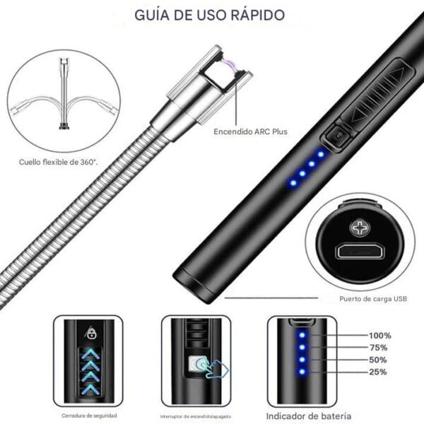 Chispero Encendedor De Plasma Cargable USB-C - Image 7