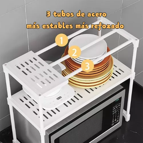 Estante Organizador De Cocina 2 Pisos Porta-platos Especiero - Image 6