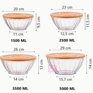 Set X4 Bowl Ensaladera C/ Tapa Cocina Transparente