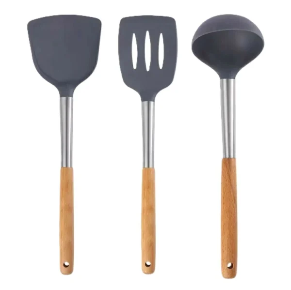 Utensilio de silicona con mango de madera - Image 2
