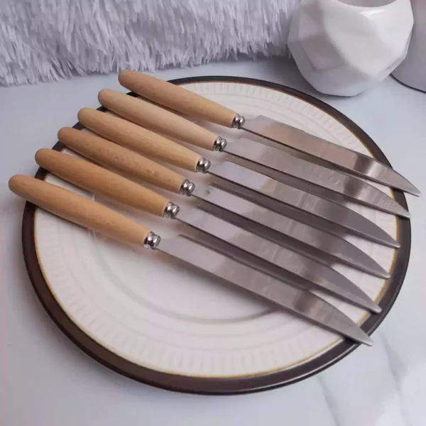 Cuchillo con mango de madera x6 - Image 3