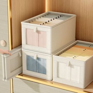 Canasto de tela plegable con tapa y ventana transparente