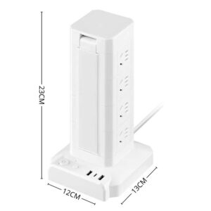 Alargue vertical multifunción con lámpara LED 12 tomas