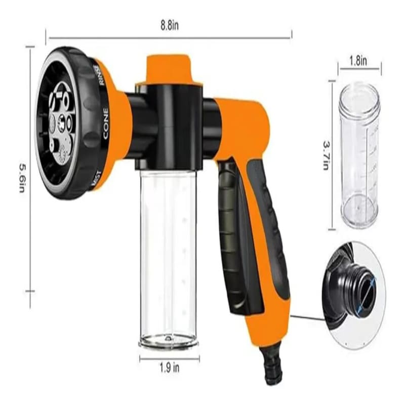 Pistola de riego para manguera 8 modos con botella de jabón - Image 2