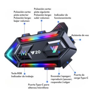 Auricular para casco Bluetooth Y20