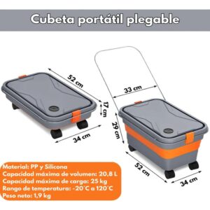 Balde plegable 25l con ruedas