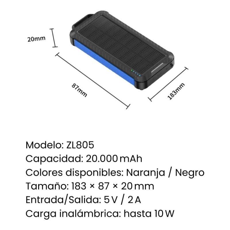 Cargador Solar Portátil 20000mAh 3 en 1 - Image 2