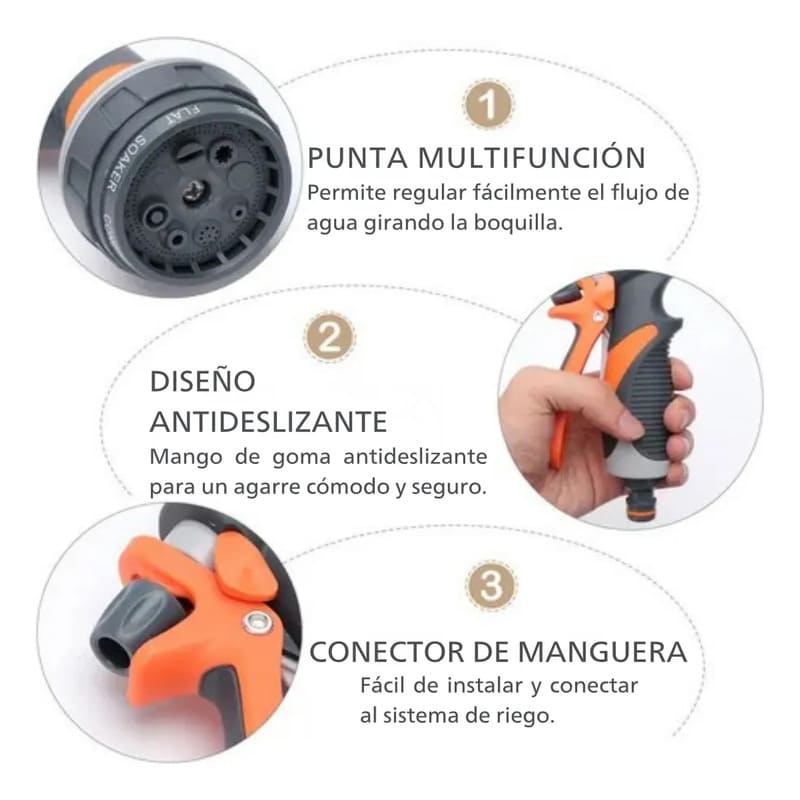 Boquilla de manguera alta presión 8 modos - Image 3