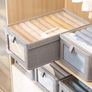 Canasto de tela plegable con tapa y ventana transparente