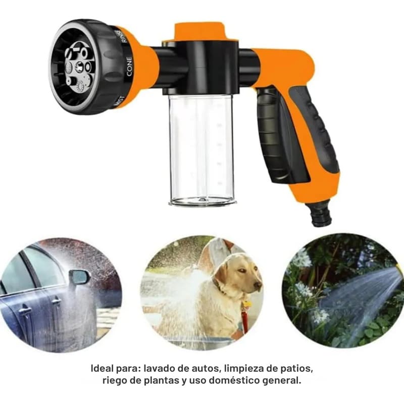 Pistola de riego para manguera 8 modos con botella de jabón - Image 7
