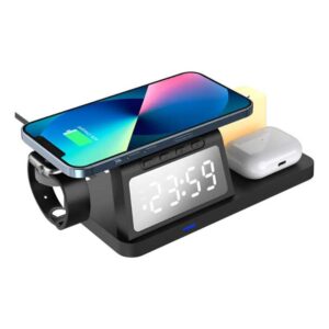 Cargador Inalámbrico Multifuncional 5 en 1 con Despertador LED