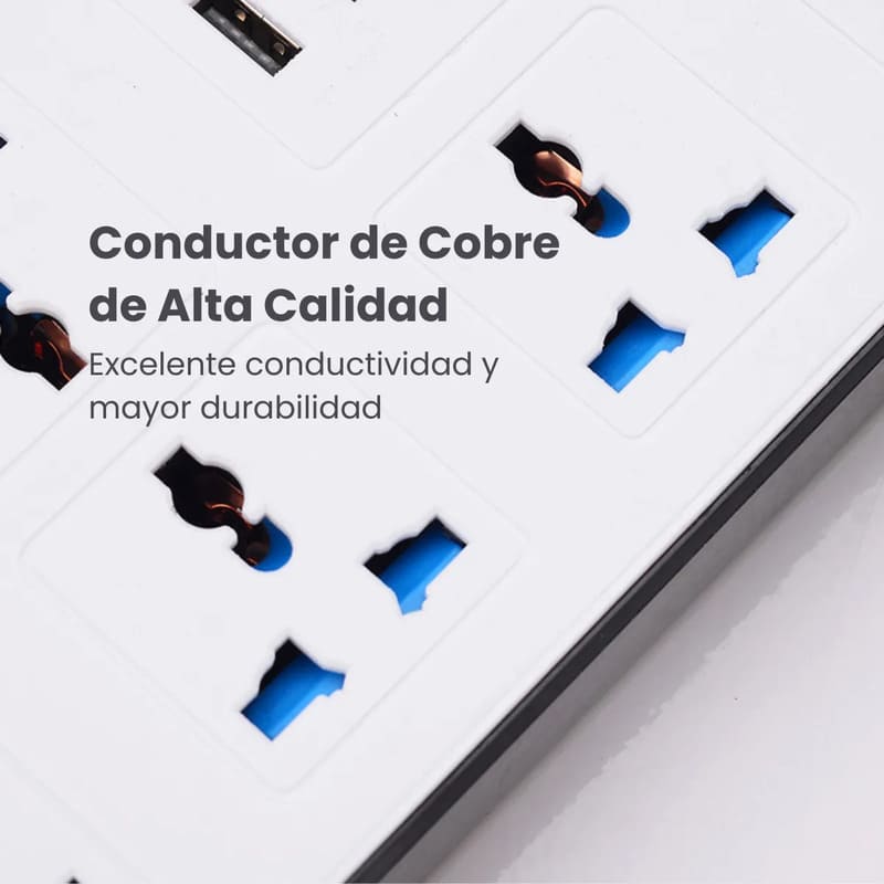 Alargue prolongador 6 tomas con 3 usb y tipo c | 2 metros - Image 9
