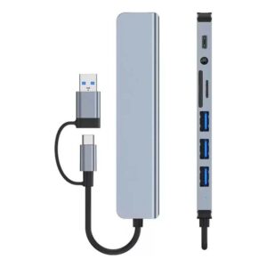 Adaptador 8 en 1 usb c hub para macbook pro air 4k