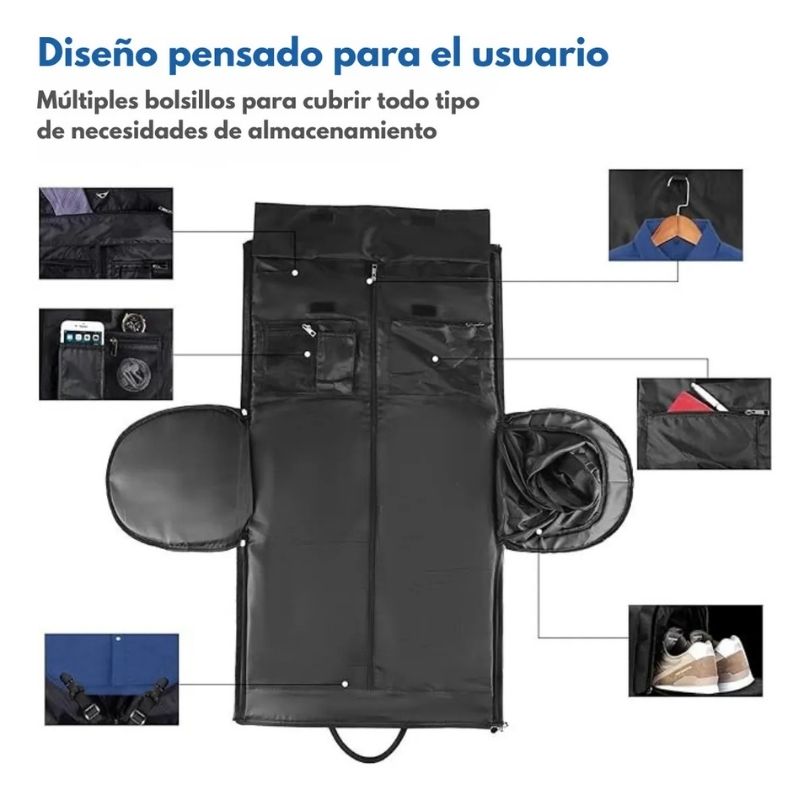 Bolso de Viaje Ejecutivo Duffel Expandible Porta Trajes y Zapatos - Image 3