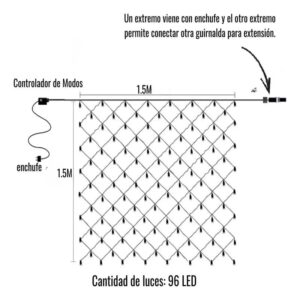 Luz navidad red 96led