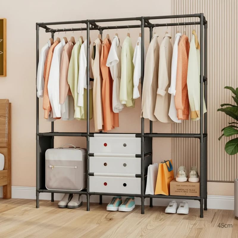 Perchero guardarropa antipolvo 3 filas