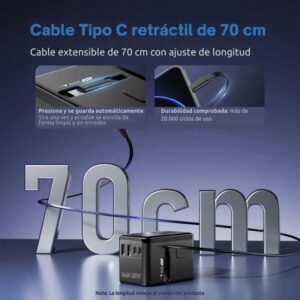 Adaptador cargador universal 35w cable 70cm usb-c