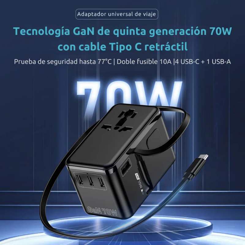Adaptador cargador universal 70W cable 70cm usb-c - Image 2